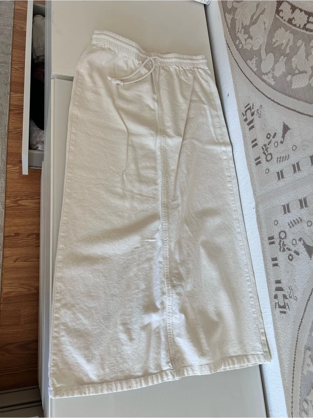 Linen cream Brandy Melville j. galt off White Drawstring Maxi Skirt